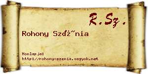 Rohony Szénia névjegykártya